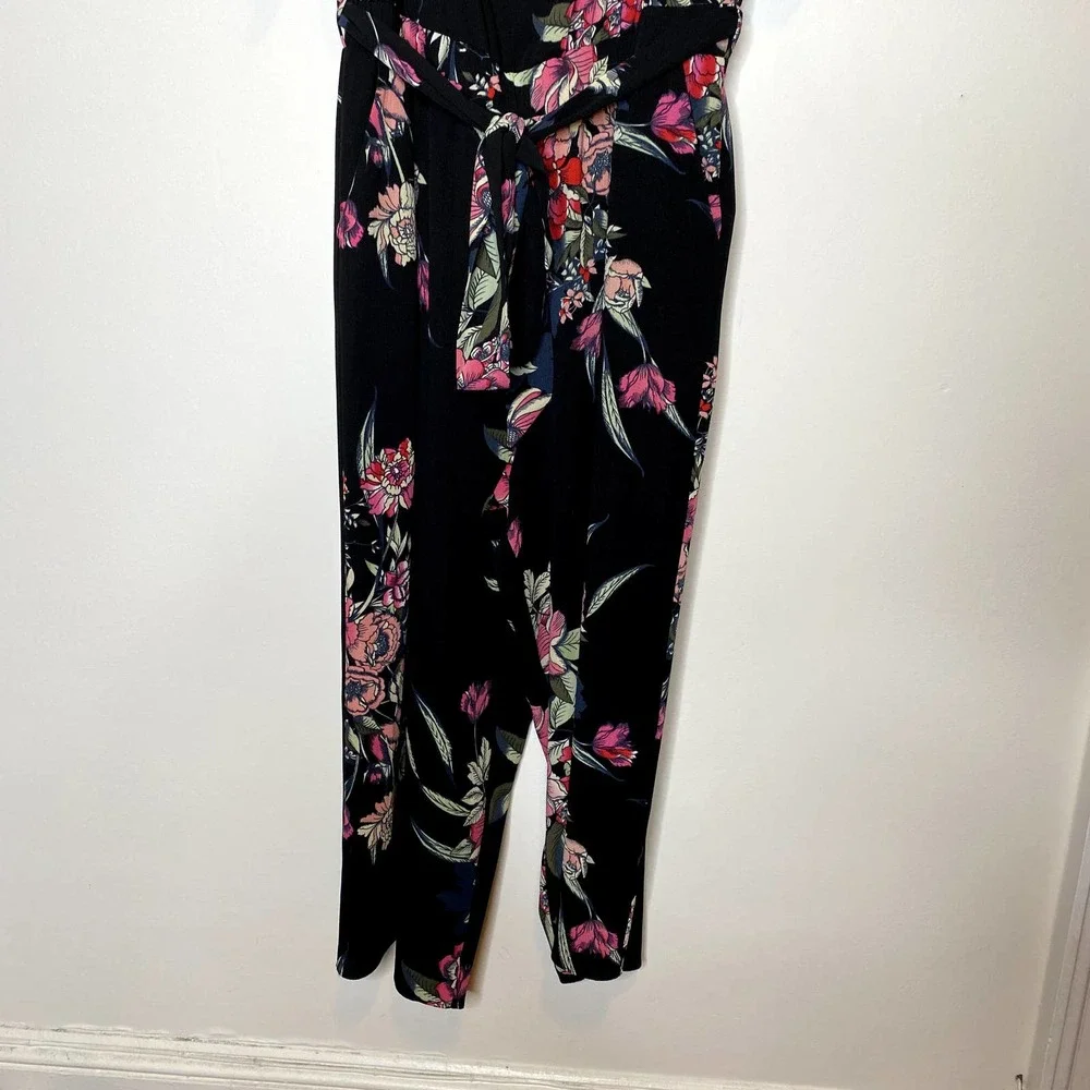 City Chic Black Misty Floral Off The Shoulder Belted Cropped Leg Jumpsuit - Picture 4 of 11